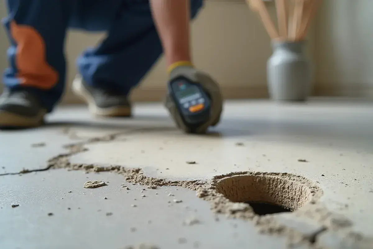 Relative humidity probe in an older concrete slab before new floors in Fernandina Beach, FL