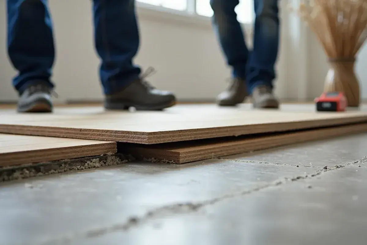Moisture probe set in a concrete slab under lifted vinyl planks in Clay County, FL
