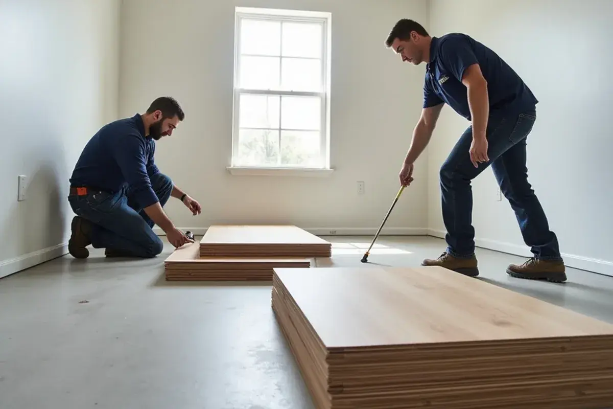 Boxes of vinyl plank acclimating in an air-conditioned room before installation in Atlantic Beach, FL