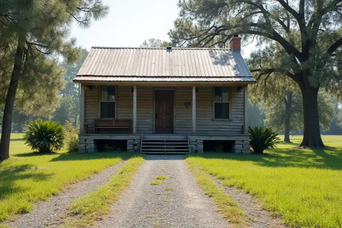 Older wood-frame house on block piers along a rural lot in Baldwin, FL
