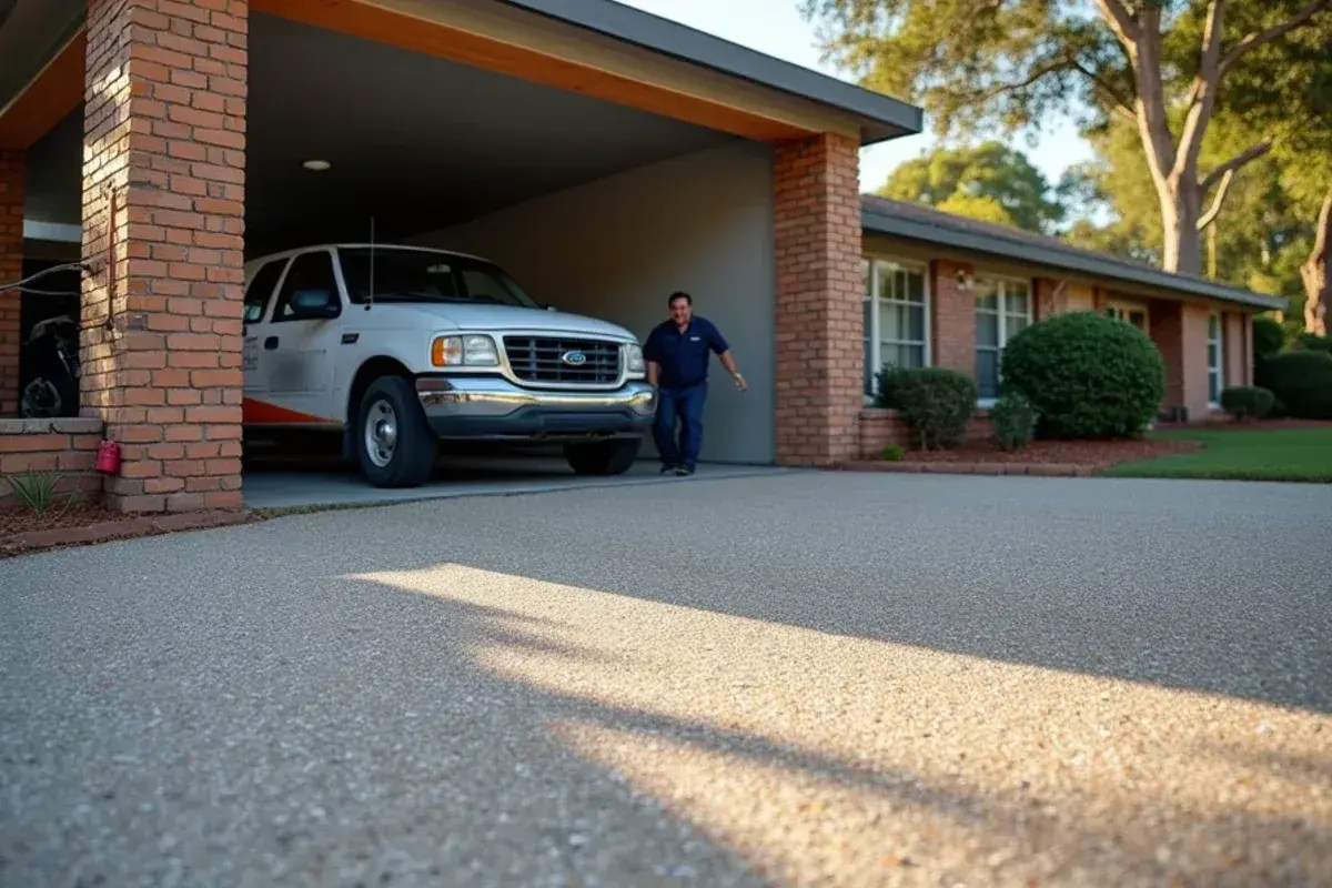 Flake coating finished on an older carport slab in Bellair-Meadowbrook Terrace, FL