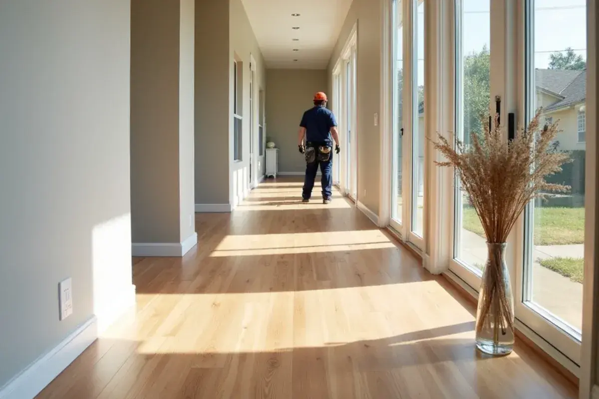 Continuous vinyl plank running through a hallway with no thresholds in St. Augustine Shores, FL