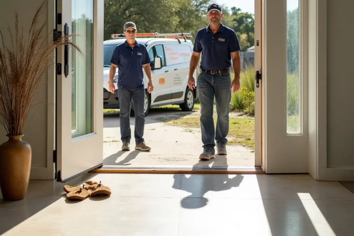Porcelain tile entry with sand rinsed off near the A1A beaches in St. Johns County, FL