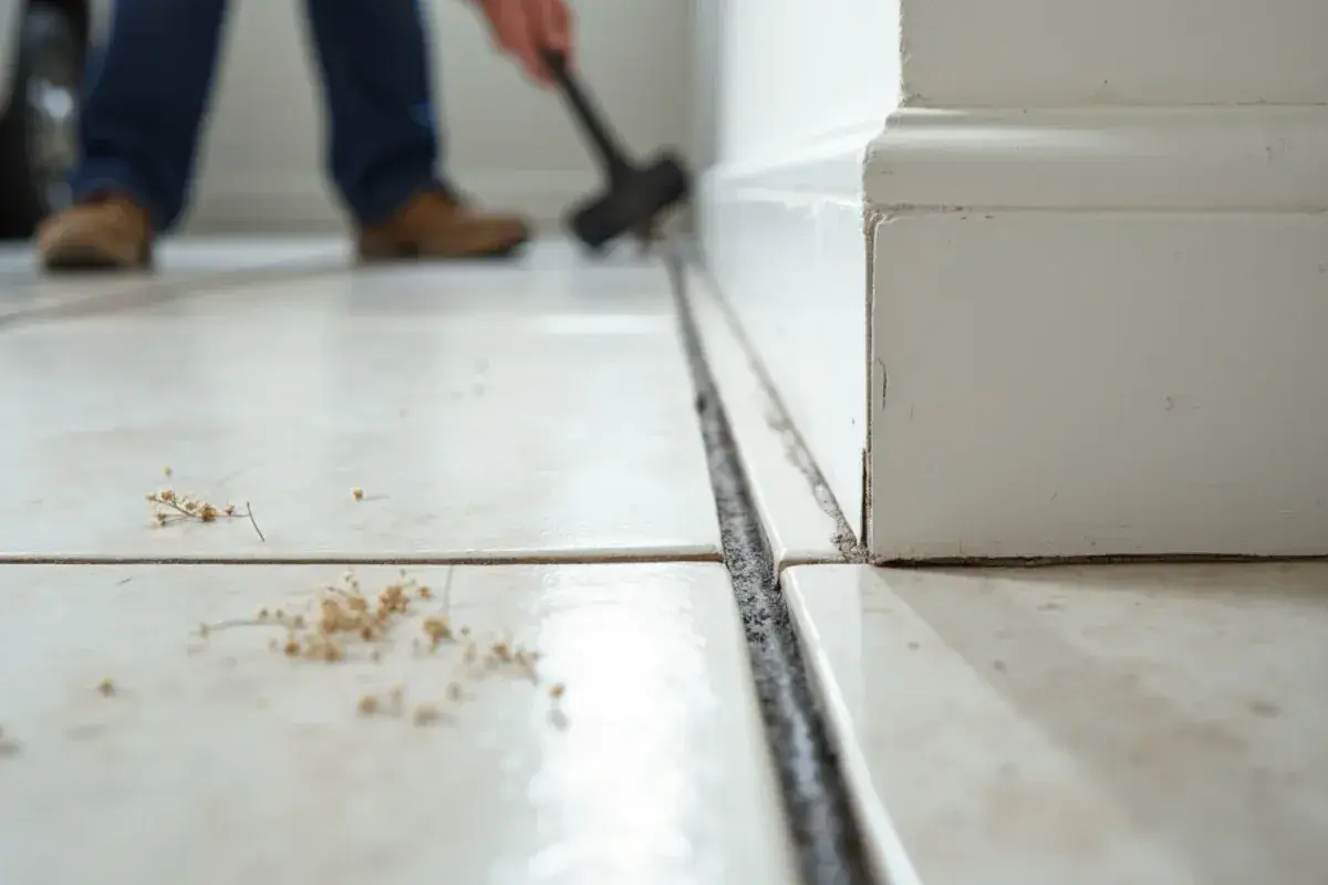 Flexible sealant movement joint between tile and wall in a Jacksonville, FL kitchen